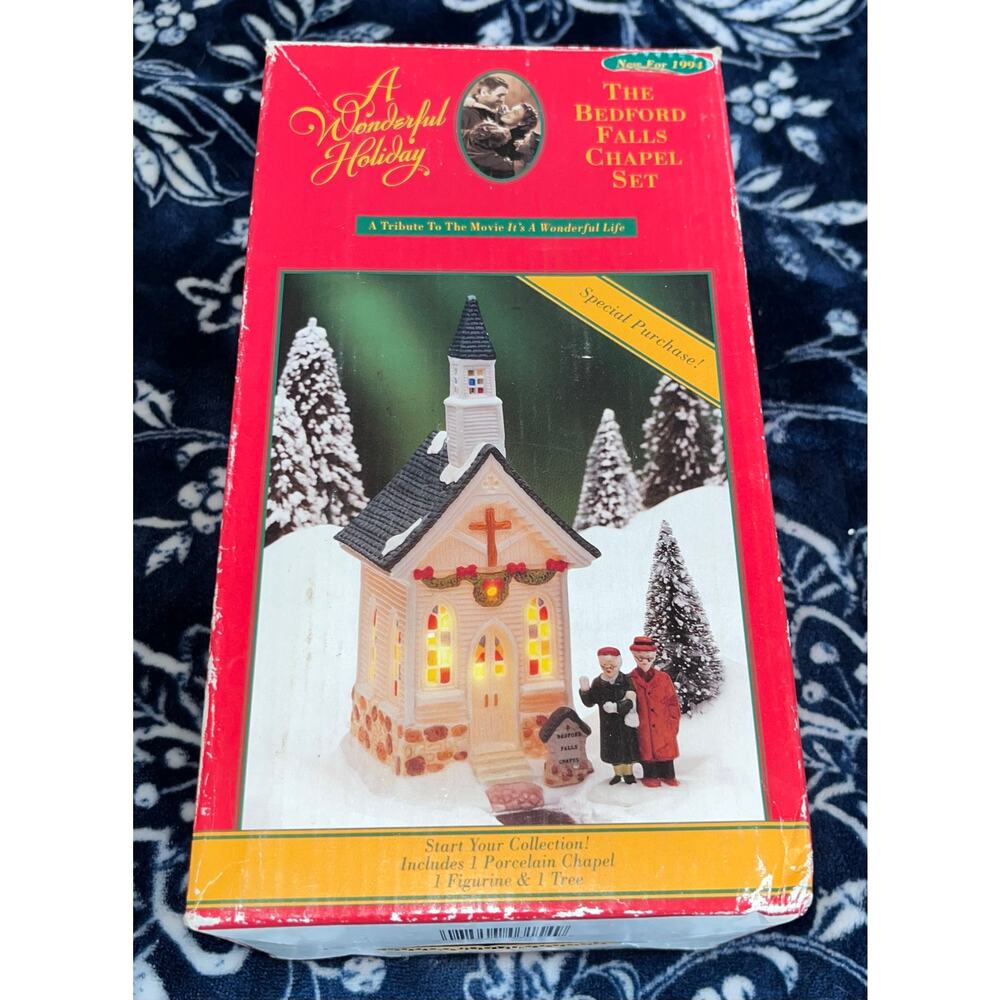 Vintage It’s A Wonderful Life Holiday Bedford Falls Chapel 1994 Christmas